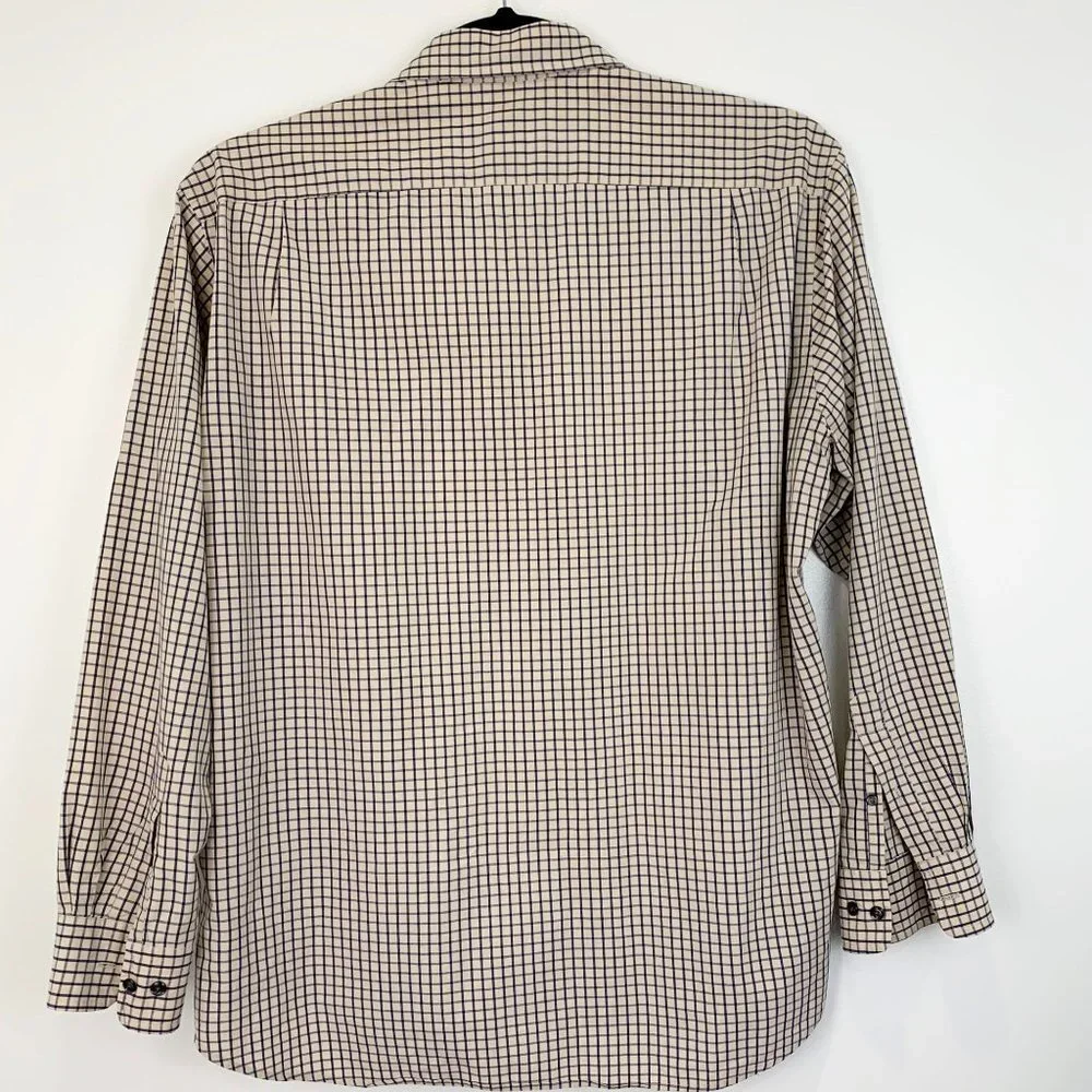 J.Crew Button-Up Shirt Size Large Cream blue navy